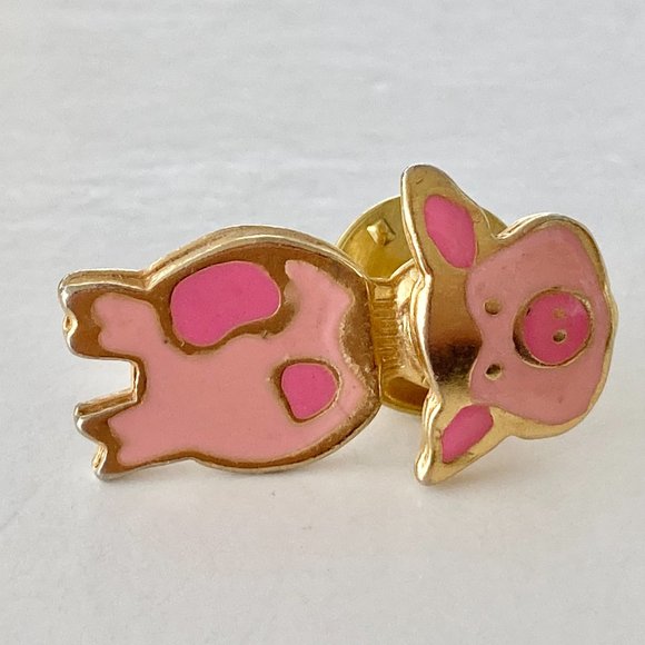 Vintage Articulated Pink Pig Lapel Pin Tie Tac Enamel Moving Head Estate Find - Picture 6 of 12